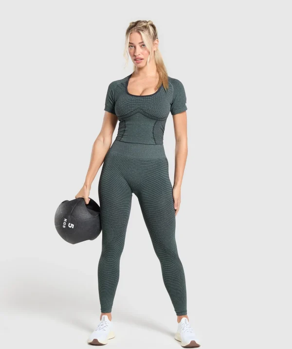 Gymshark T-shirts & Tops*Sport Seamless Midi Top VictoryGreen/DisciplineGreen