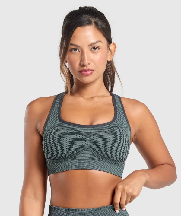 Gymshark Sports Bras*Sport Seamless Sports Bra VictoryGreen/DisciplineGreen