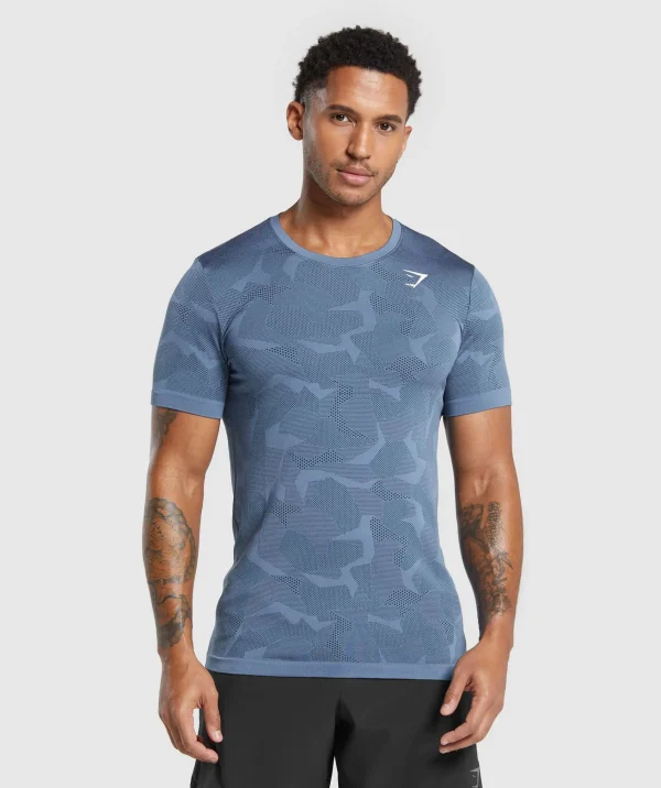 Gymshark T-shirts & Tops*Sport Seamless T-Shirt FadedBlue/Black