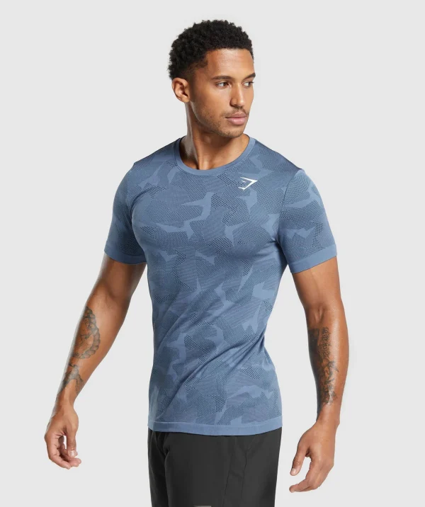 Gymshark T-shirts & Tops*Sport Seamless T-Shirt FadedBlue/Black