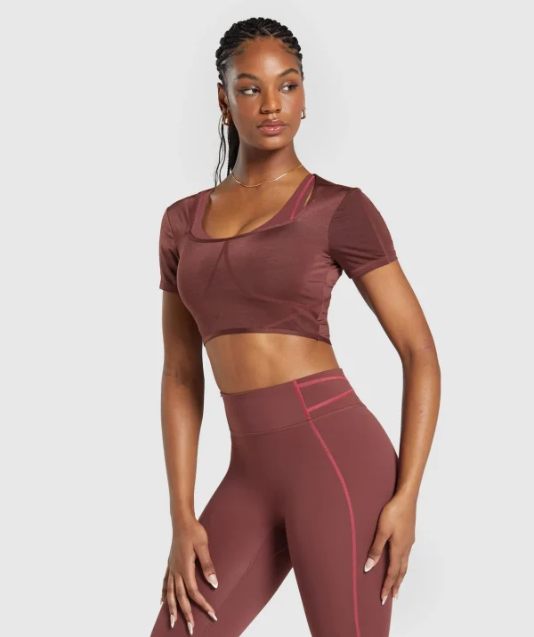 Gymshark Crop Tops | T-shirts & Tops*Stitch Feature Crop Top BurgundyBrown