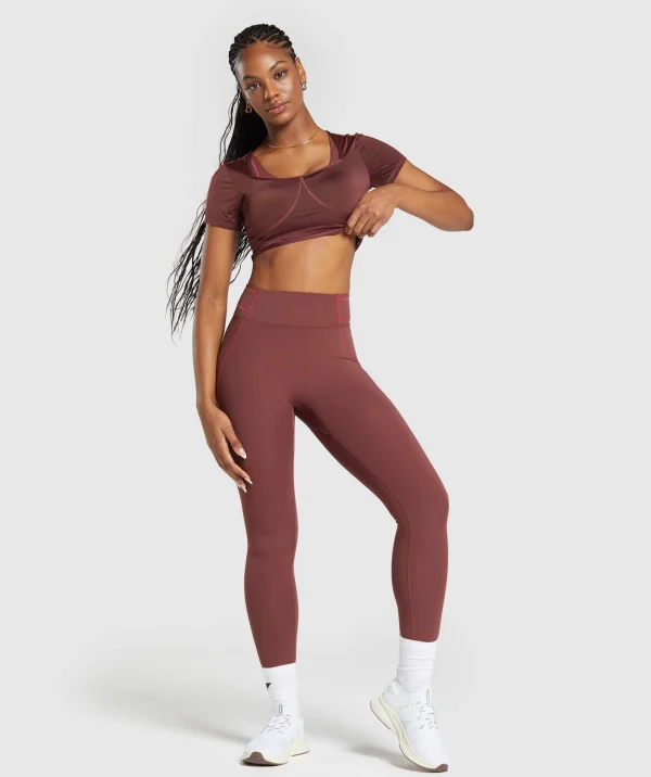 Gymshark Crop Tops | T-shirts & Tops*Stitch Feature Crop Top BurgundyBrown