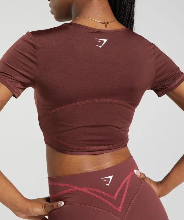 Gymshark Crop Tops | T-shirts & Tops*Stitch Feature Crop Top BurgundyBrown