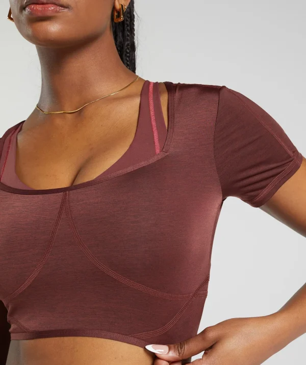 Gymshark Crop Tops | T-shirts & Tops*Stitch Feature Crop Top BurgundyBrown