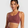 Gymshark Sports Bras*Stitch Feature Sports Bra BurgundyBrown