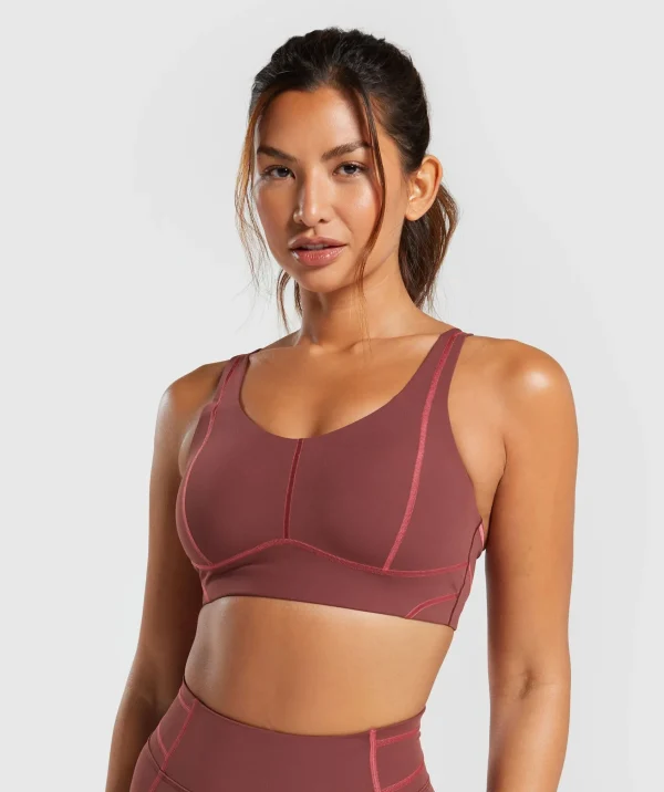 Gymshark Sports Bras*Stitch Feature Sports Bra BurgundyBrown