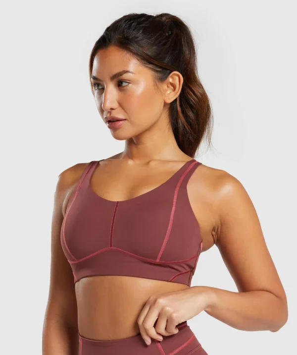 Gymshark Sports Bras*Stitch Feature Sports Bra BurgundyBrown