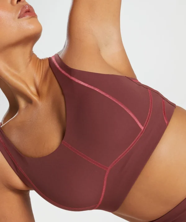 Gymshark Sports Bras*Stitch Feature Sports Bra BurgundyBrown