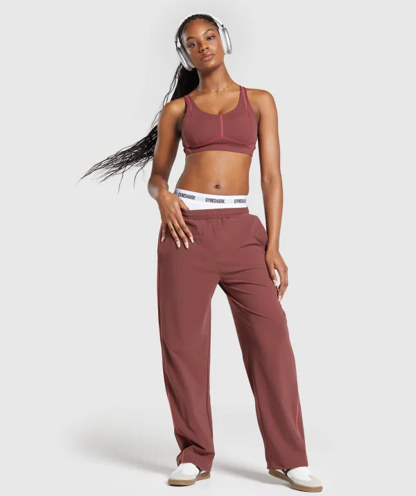 Gymshark Joggers & Sweatpants*Stitch Feature Woven Pants BurgundyBrown