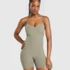 Gymshark Bodysuits*Strappy All in One LinenBrown