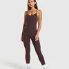 Gymshark Bodysuits*Strappy All in One Full length HeritageBrown