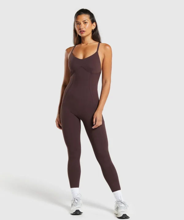 Gymshark Bodysuits*Strappy All in One Full length HeritageBrown