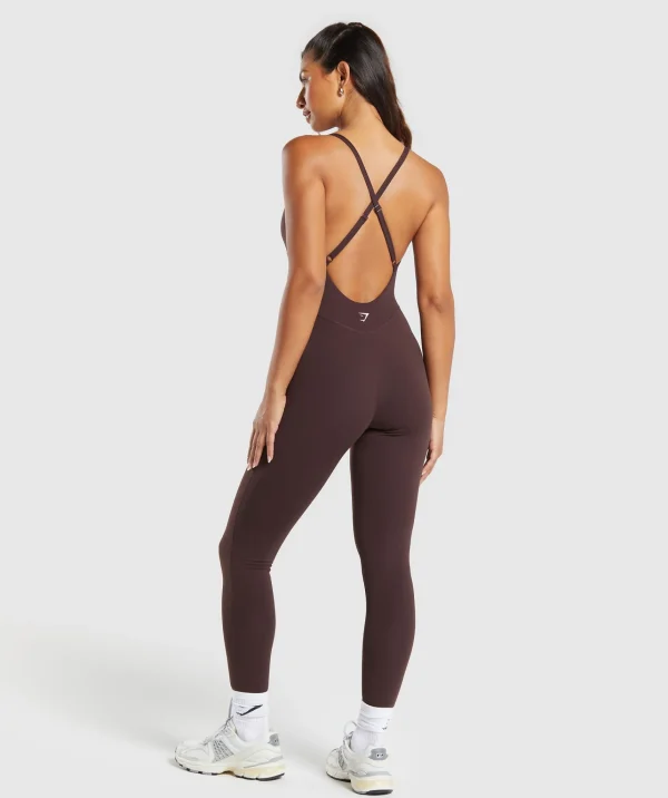 Gymshark Bodysuits*Strappy All in One Full length HeritageBrown