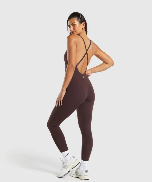 Gymshark Bodysuits*Strappy All in One Full length HeritageBrown