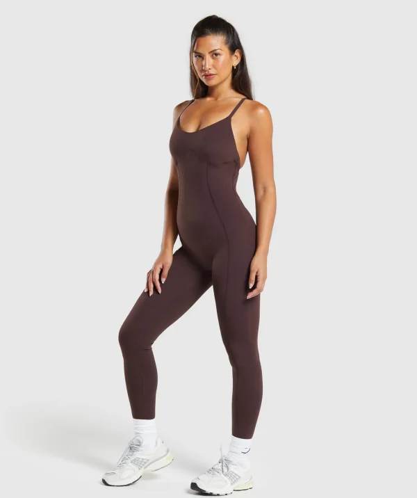 Gymshark Bodysuits*Strappy All in One Full length HeritageBrown