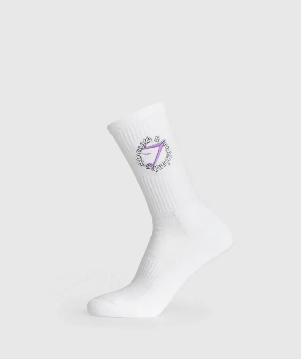 Gymshark Crew Socks*Strength and Conditioning Crew Socks White