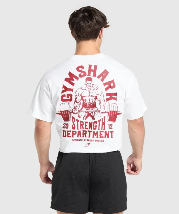 Gymshark T-shirts & Tops*Strength Department Graphic T-Shirt White