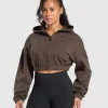 Gymshark Hoodies & Sweatshirts*Superset Crop Zip Hoodie DeepBrown