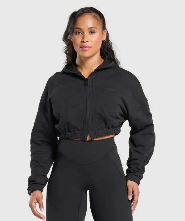 Gymshark Hoodies & Sweatshirts*Superset Crop Zip Hoodie Black