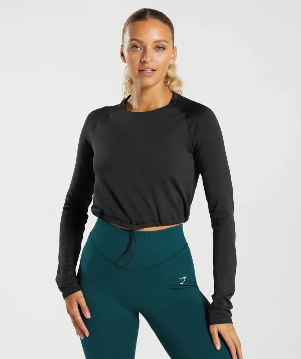 Gymshark Crop Tops | T-shirts & Tops*Sweat Seamless Long Sleeve Crop Top Black