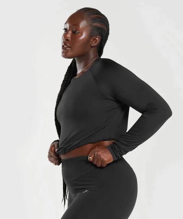 Gymshark Crop Tops | T-shirts & Tops*Sweat Seamless Long Sleeve Crop Top Black