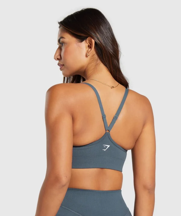 Gymshark Sports Bras*Sweat Seamless Sports Bra 2.0 TitaniumBlue