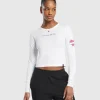 Gymshark T-shirts & Tops*Tattoo Midi Long Sleeve T-Shirt White