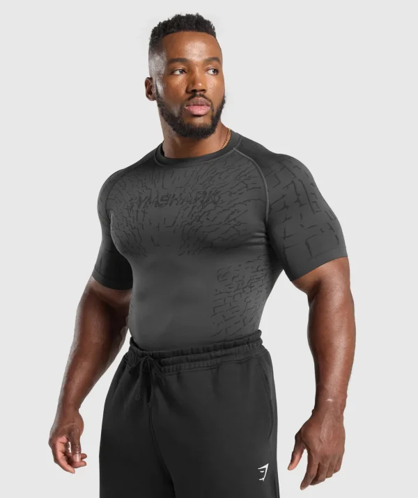 Gymshark T-shirts & Tops*Tectonic Seamless T Shirt AsphaltGrey/Black