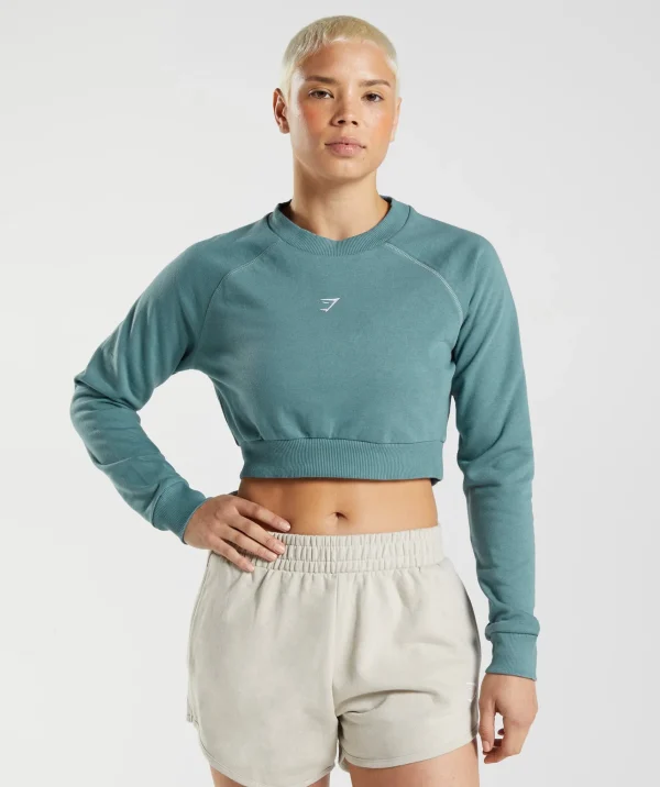 Gymshark Crop Tops | Hoodies & Sweatshirts*Training Cropped Sweater CharredBlue