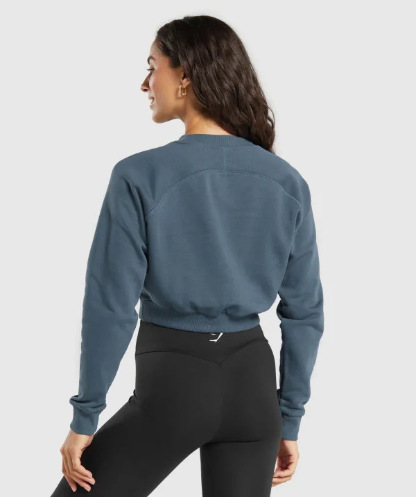 Gymshark Crop Tops | Hoodies & Sweatshirts*Training Fleece Cropped Sweatshirt CargoBlue