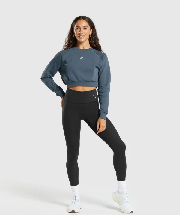 Gymshark Crop Tops | Hoodies & Sweatshirts*Training Fleece Cropped Sweatshirt CargoBlue