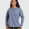 Gymshark T-shirts & Tops*Training Oversized Cotton Long Sleeve Top IronBlue