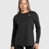 Gymshark T-shirts & Tops*Training Oversized Cotton Long Sleeve Top Black