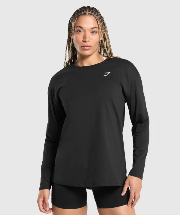 Gymshark T-shirts & Tops*Training Oversized Cotton Long Sleeve Top Black