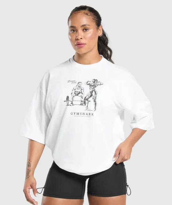 Gymshark T-shirts & Tops*Two Strong Women Oversized T-Shirt White