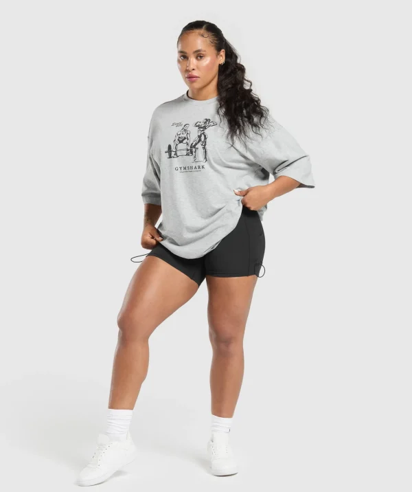 Gymshark T-shirts & Tops*Two Strong Women Oversized T-Shirt LightGreyCoreMarl