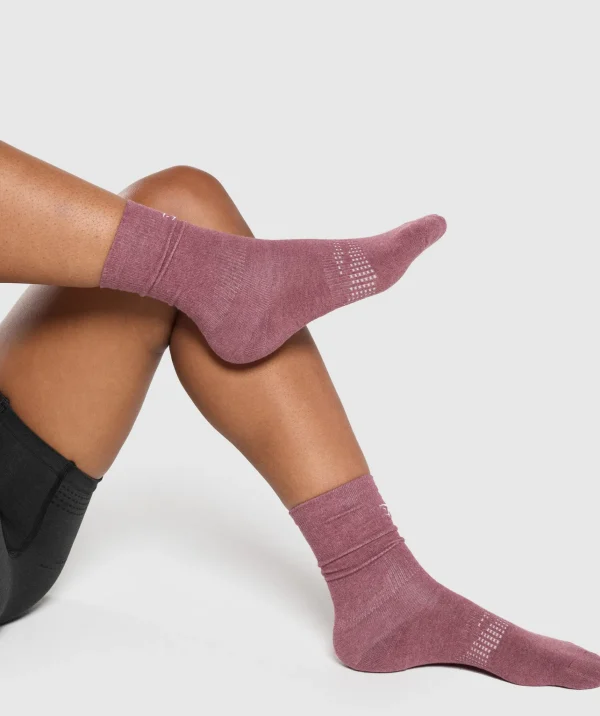 Gymshark Crew Socks*Vital Crew Single BurgundyPink/Marl