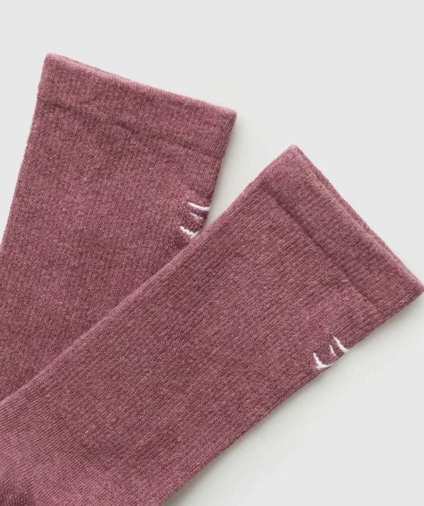 Gymshark Crew Socks*Vital Crew Single BurgundyPink/Marl