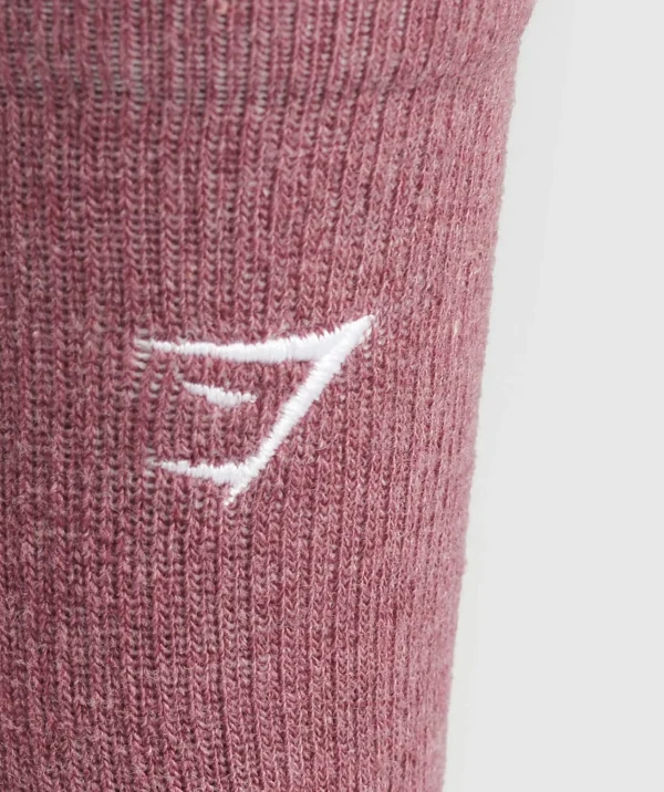 Gymshark Crew Socks*Vital Crew Single BurgundyPink/Marl