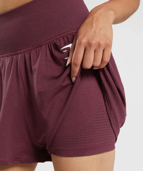 Gymshark Shorts*Vital Seamless 2.0 2-in-1 Shorts BakedMaroonMarl