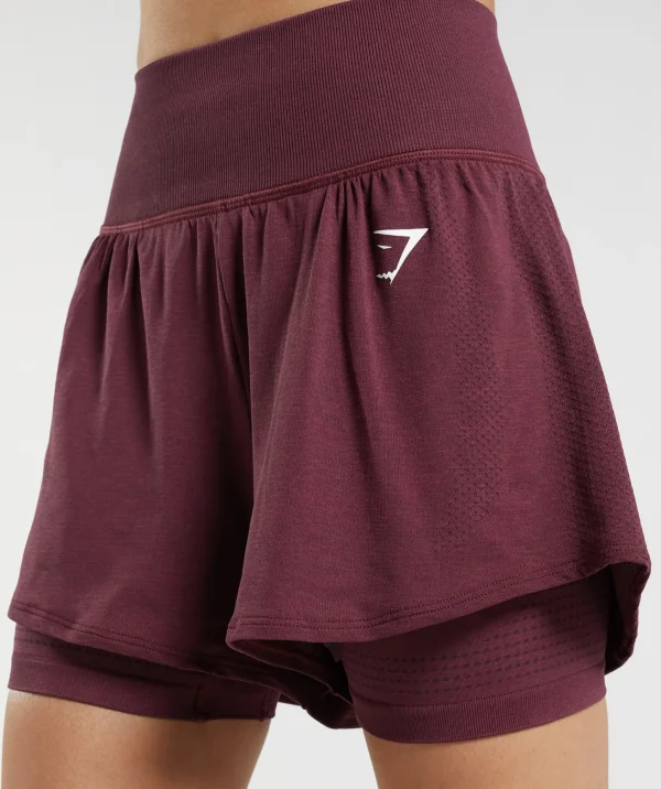 Gymshark Shorts*Vital Seamless 2.0 2-in-1 Shorts BakedMaroonMarl