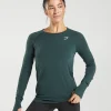 Gymshark T-shirts & Tops*Vital Seamless 2.0 Light Long Sleeve Top WoodlandGreenMarl