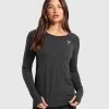 Gymshark T-shirts & Tops*Vital Seamless 2.0 Light Long Sleeve Top BlackMarl