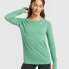 Gymshark T-shirts & Tops*Vital Seamless 2.0 Light Long Sleeve Top LagoonGreen/Marl