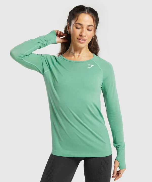 Gymshark T-shirts & Tops*Vital Seamless 2.0 Light Long Sleeve Top LagoonGreen/Marl