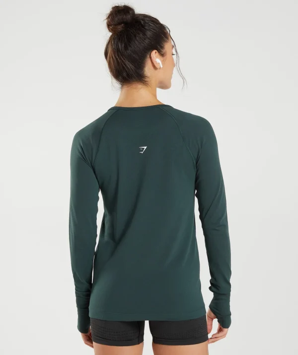 Gymshark T-shirts & Tops*Vital Seamless 2.0 Light Long Sleeve Top WoodlandGreenMarl