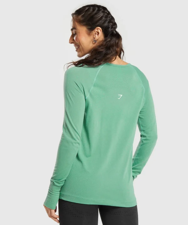 Gymshark T-shirts & Tops*Vital Seamless 2.0 Light Long Sleeve Top LagoonGreen/Marl