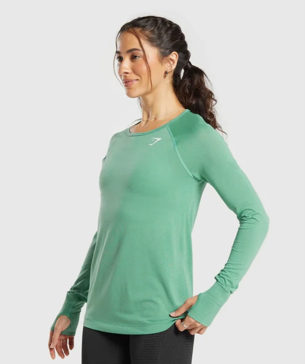 Gymshark T-shirts & Tops*Vital Seamless 2.0 Light Long Sleeve Top LagoonGreen/Marl