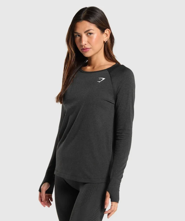 Gymshark T-shirts & Tops*Vital Seamless 2.0 Light Long Sleeve Top BlackMarl