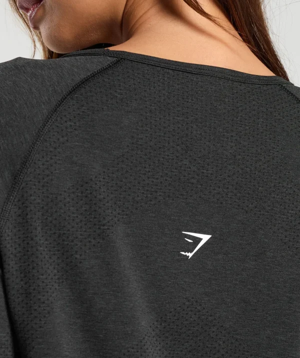 Gymshark T-shirts & Tops*Vital Seamless 2.0 Light Long Sleeve Top BlackMarl